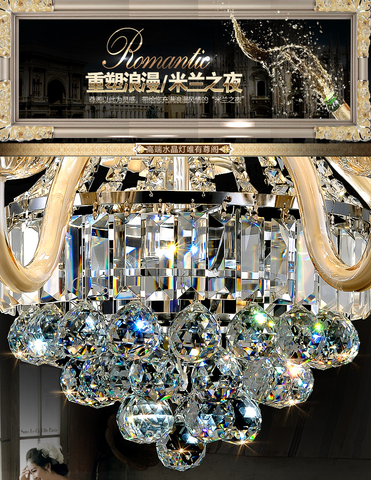 
                                        尊阁欧式原创水晶灯LED水晶吸顶灯148客厅灯卧室灯圆形灯具灯饰 标准版 5头                