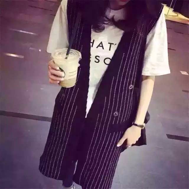 娇人蜜雪韩国2015早秋款 针织马甲 卡其色 均码