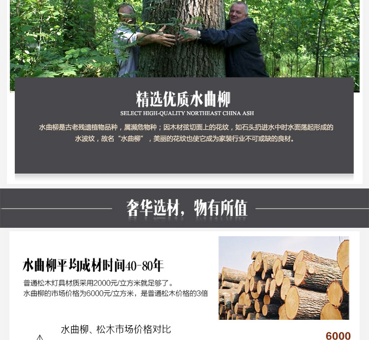 比月简约水曲柳实木中式灯具创意个性客厅卧室书房吊灯3659 三角形款