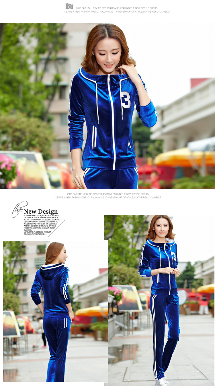 finemous2016卫衣套装女春新款连帽韩版修身显瘦棒球服百搭薄款休闲运动服套装 6803 枣红 M
