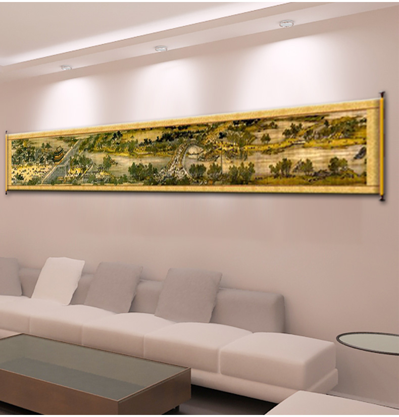 皇室蒙娜丽莎印花新款十字绣【清明上河图】全图全景6米6m客厅风景画系列大画 皇室W300古董布 长6.0米*宽0.65米