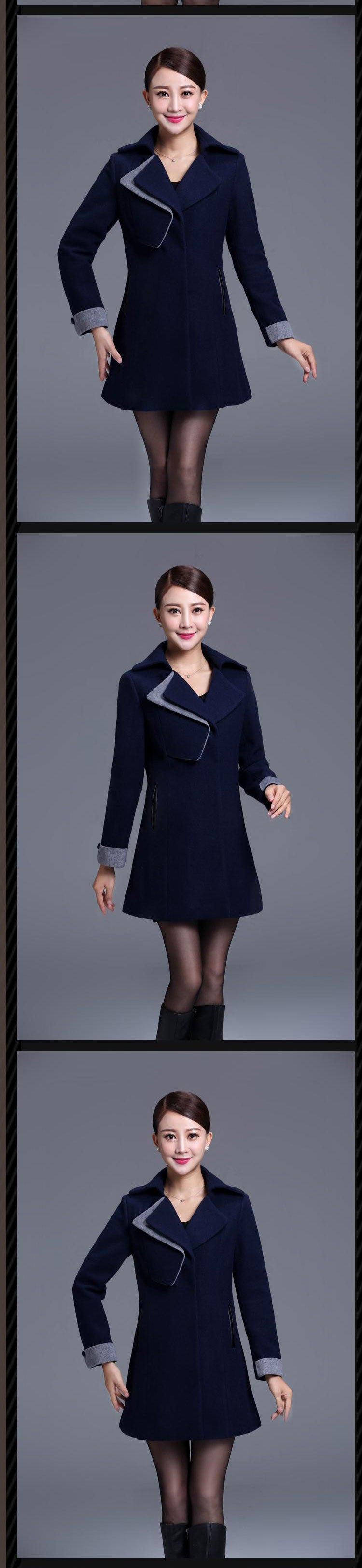 未知的你 毛呢大衣 女 中长款 2015秋冬新款女装 韩版修身双翻领呢子外套女 W1032 红色 M