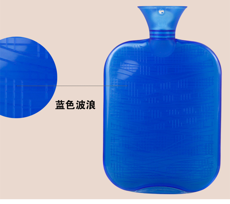 
                                        samply 注水热水袋充水暖手宝防爆橡胶PVC装水暖手袋 按摩款-透明                
