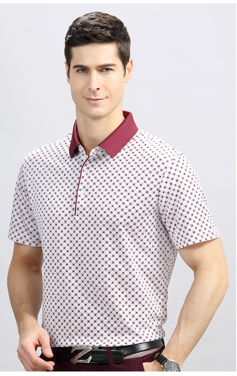 恒源祥短袖t恤男 中青年男士翻领polo衫 波点印花体恤 18夏季新款