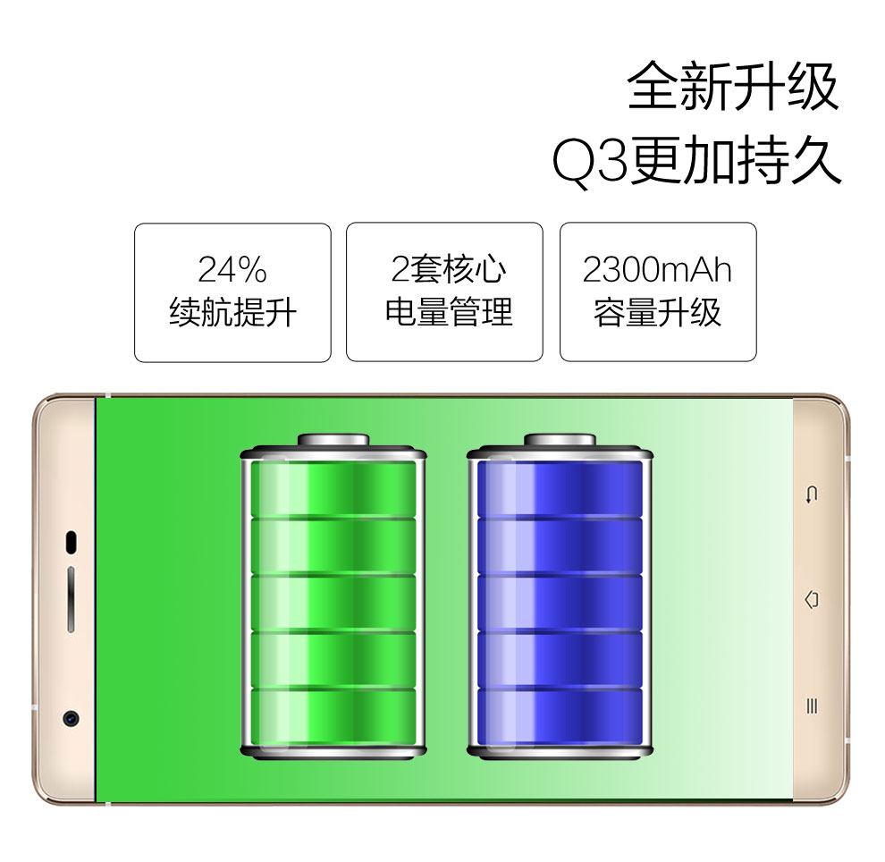 大Q手机 Q3(P9) 智能手机 移动4G 双卡双待 指纹识别 金色