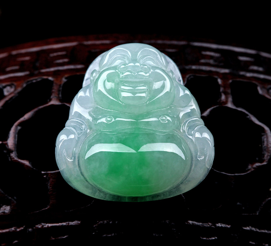 誉满堂珠宝 冰糯种阳绿佛公 4.5g