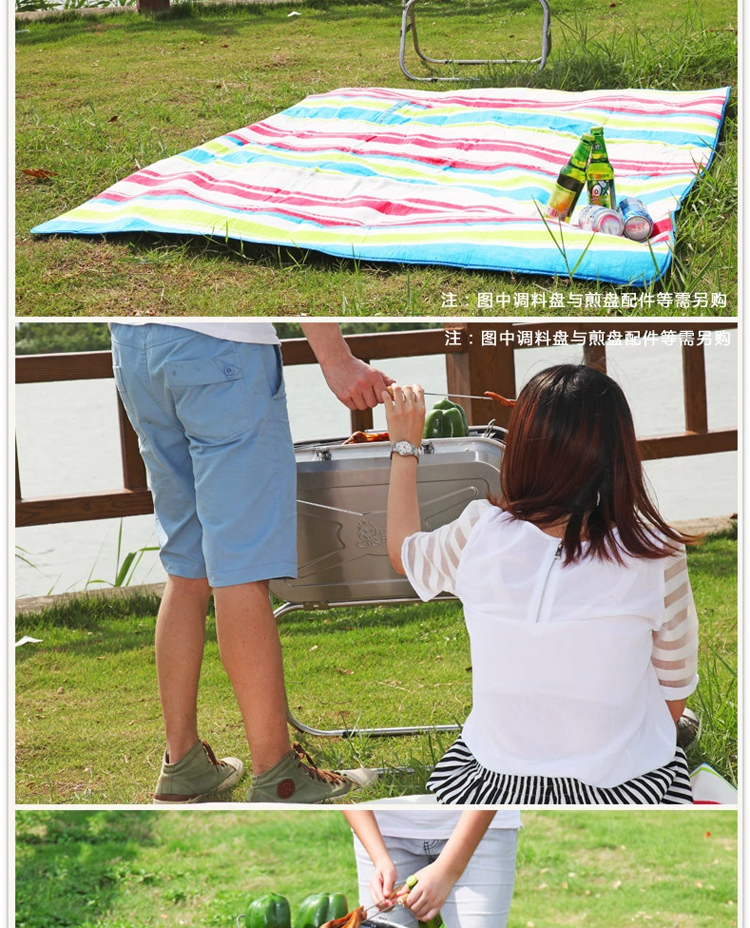 考味佳 COWEKA 食品级带磁不锈钢户外便携烧烤炉 野外车载BBQ烧烤架 折叠手提式烧烤箱 送烤鱼网夹