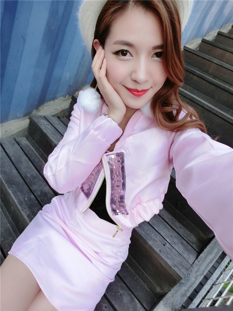 秋冬新款性感名媛时尚长袖短装小外套包臀裙两件套 套装女 白色 S