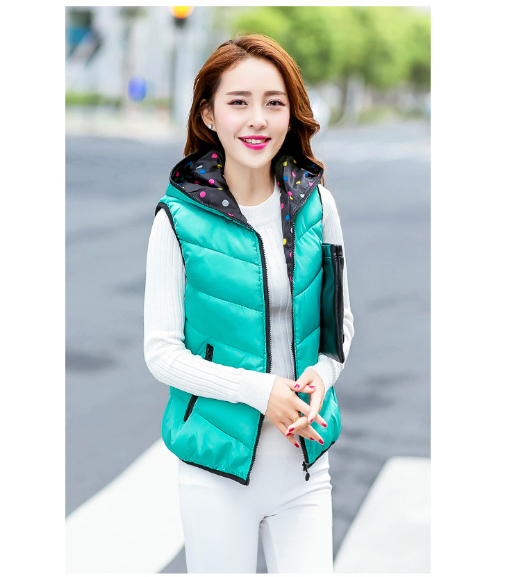 朵唯丽人 2015秋冬韩版新款时尚修身羽绒服连帽马甲女169 黑色A XL