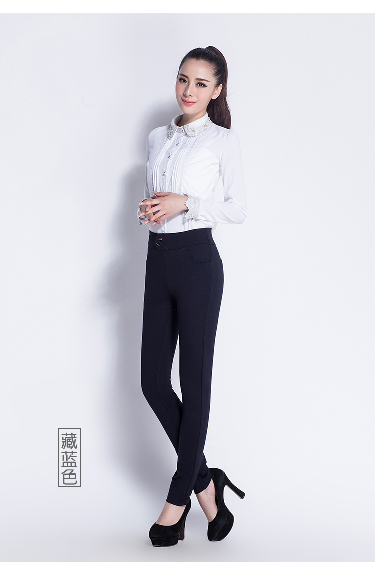 璐婷2016秋冬新款女性打底裤 休闲铅笔裤小脚裤长裤修身 黑K5QJ9502 黑色(K5QJ9502) M/27