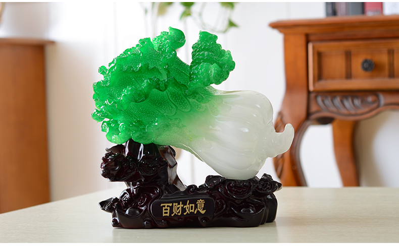 
                                        慕格 玉白菜摆件家居装饰品摆设大号客厅工艺品开业礼品 中号百财如意(27*16*24cm) 百财摆件                