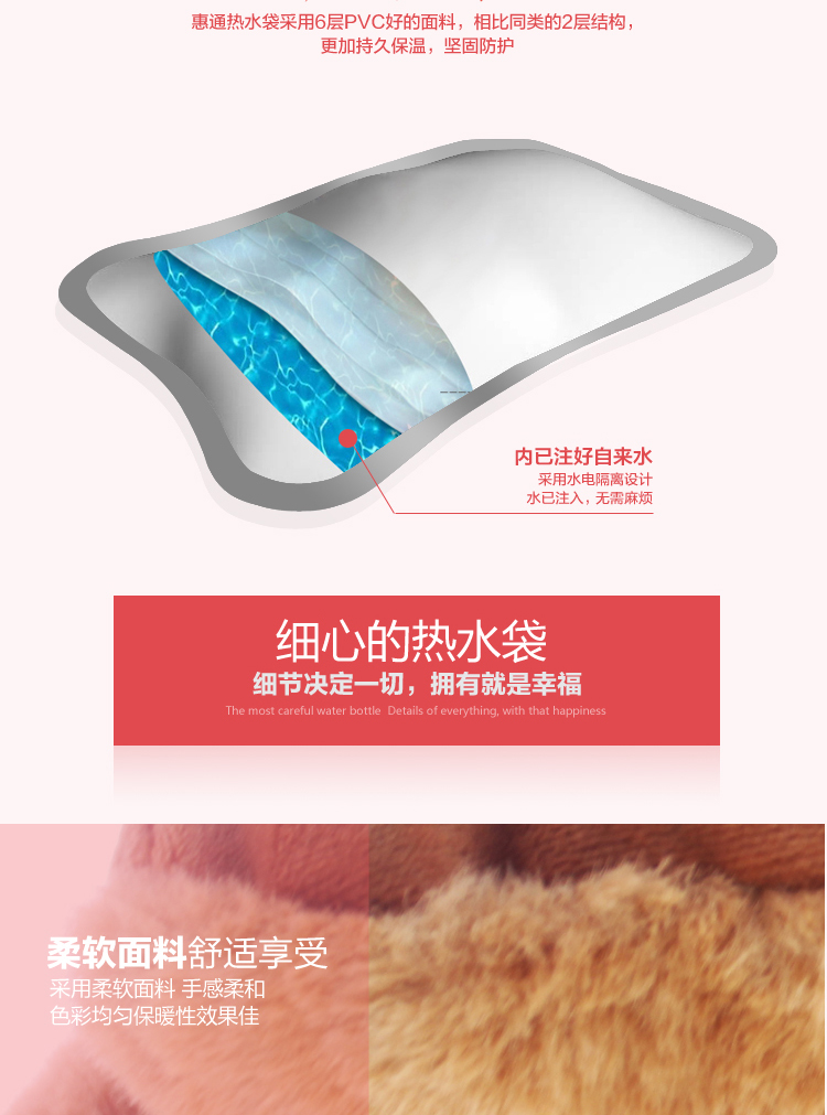 
                                        惠通热水袋充电注水暖手宝水电分离防爆电暖宝双插手卡通抱枕可拆洗 701-4坐姿红头嘻哈猴                