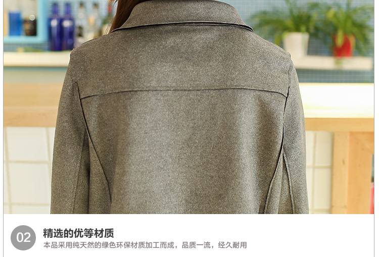 沐沐胡同鹿皮绒外套女2015秋冬中长款风衣修身显瘦双排扣大衣 灰色 XXL