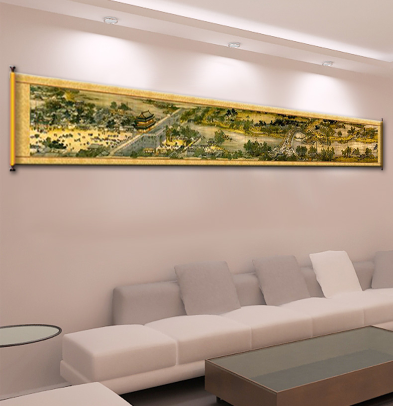 皇室蒙娜丽莎印花新款十字绣【清明上河图】全图全景6米6m客厅风景画系列大画 皇室W300古董布 长6.0米*宽0.65米