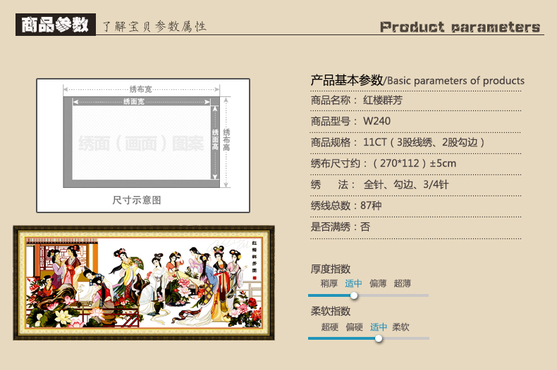 欧伦皇室十字绣客厅新款十二金钗新款红楼梦金陵十二金钗十字绣人物系列琴棋书画 皇室W240 尺寸