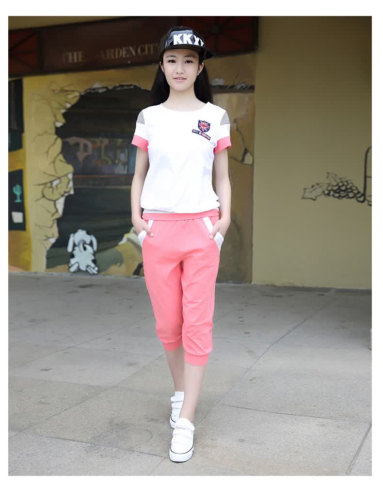 尚族依品中学生童装2016青少年女装短袖女 夏装运动女孩