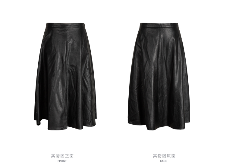 拉夏贝尔拉贝缇 新款时尚百搭纯色百搭中腰微弹半身裙 黑色 S