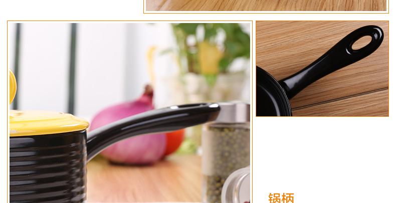 雅诚德砂锅炖锅煲汤陶瓷耐高温瓷煲黑色石锅奶锅炖煲带柄多色锅盖 翠绿色 1L适用2人
