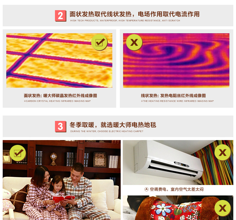 
                                        特价促销 韩国碳晶地暖垫地热垫 瑜伽电暖垫暖脚电热地毯 200*56 蓝色卡通                