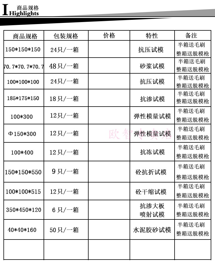 定做塑料100三联可拆 混凝土砂浆70.