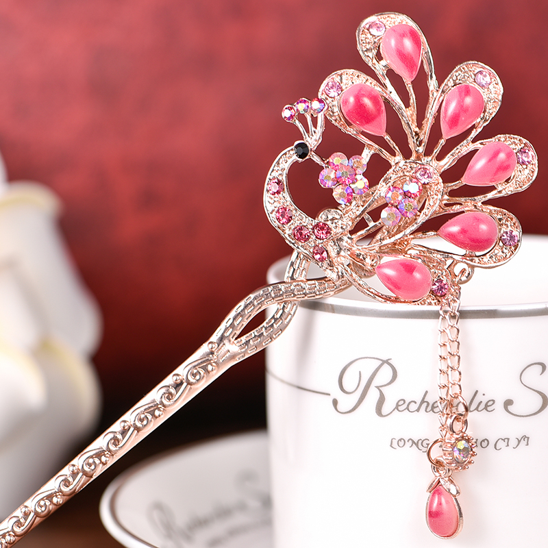 彼岸花发簪古代宫廷中国风发饰公主淑女盘发步摇钗子流苏古典簪子紫色