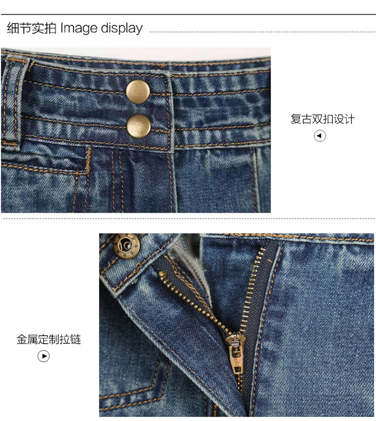 
                                        轩赫简约夏装新款牛仔长裙女装复古文艺范中款口袋大摆修身显瘦包臀半身裙 牛仔水洗蓝 L                