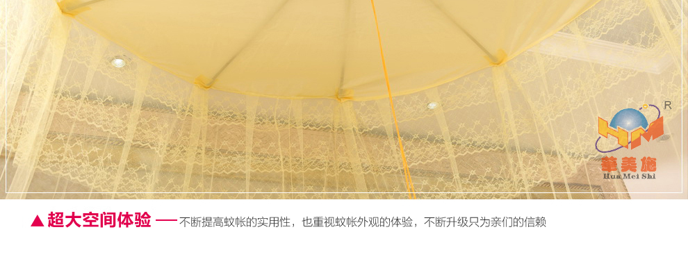 华美施 欧式圆顶宫廷蚊帐 圆顶双层蕾丝公主加密蚊帐 吸顶不锈钢支架 白色 1.8m床(好评晒图返现5)