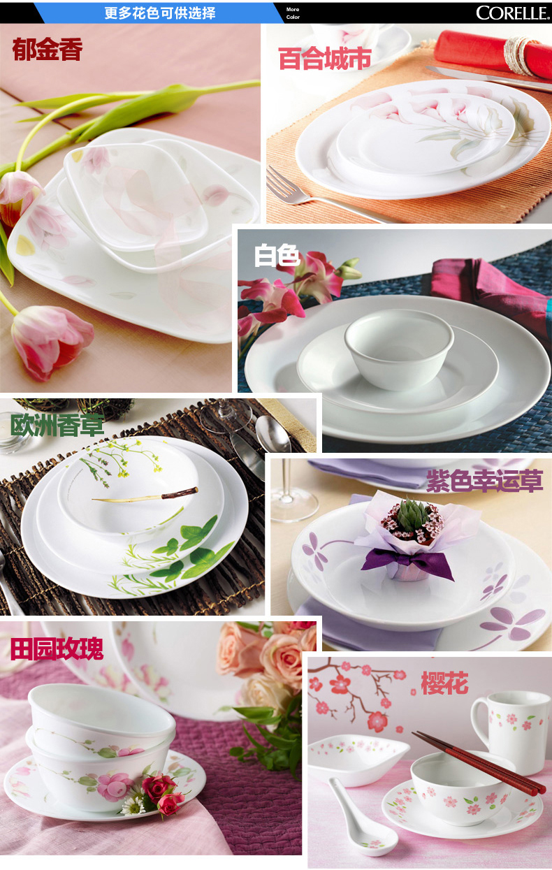 康宁餐具Corelle20件套装欧洲香草玻璃餐具饭碗深盘