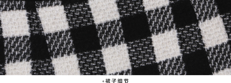 jessy line2015秋装新款 杰茜莱百搭格子显瘦半身裙 A字打底短裙 黑色 M
