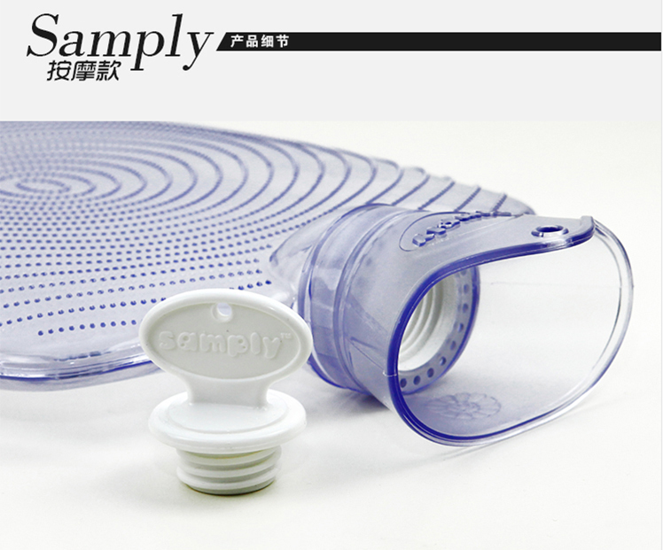
                                        samply 注水热水袋充水暖手宝防爆橡胶PVC装水暖手袋 按摩款-透明                