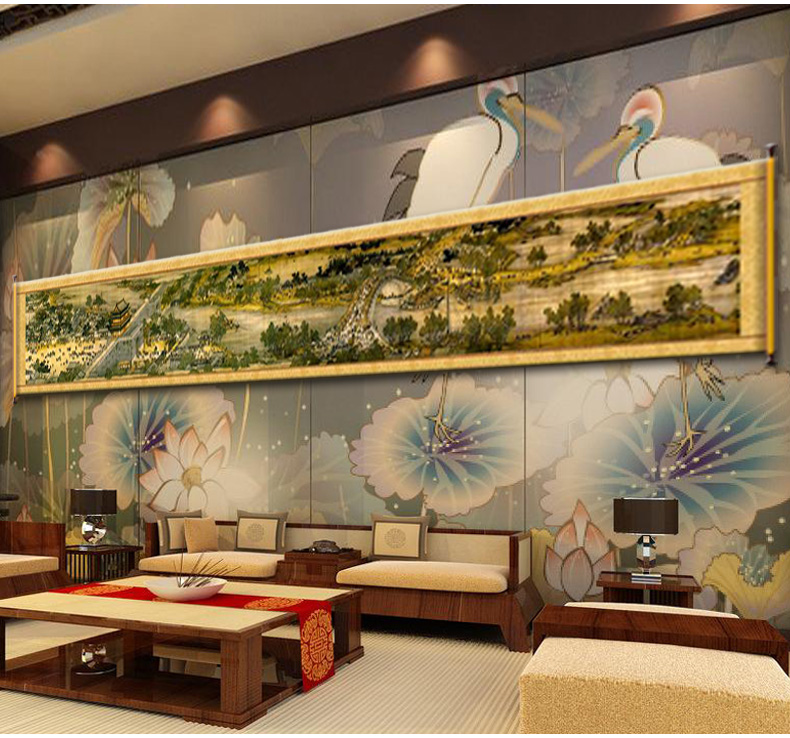 皇室蒙娜丽莎印花新款十字绣【清明上河图】全图全景6米6m客厅风景画系列大画 皇室W300古董布 长6.0米*宽0.65米