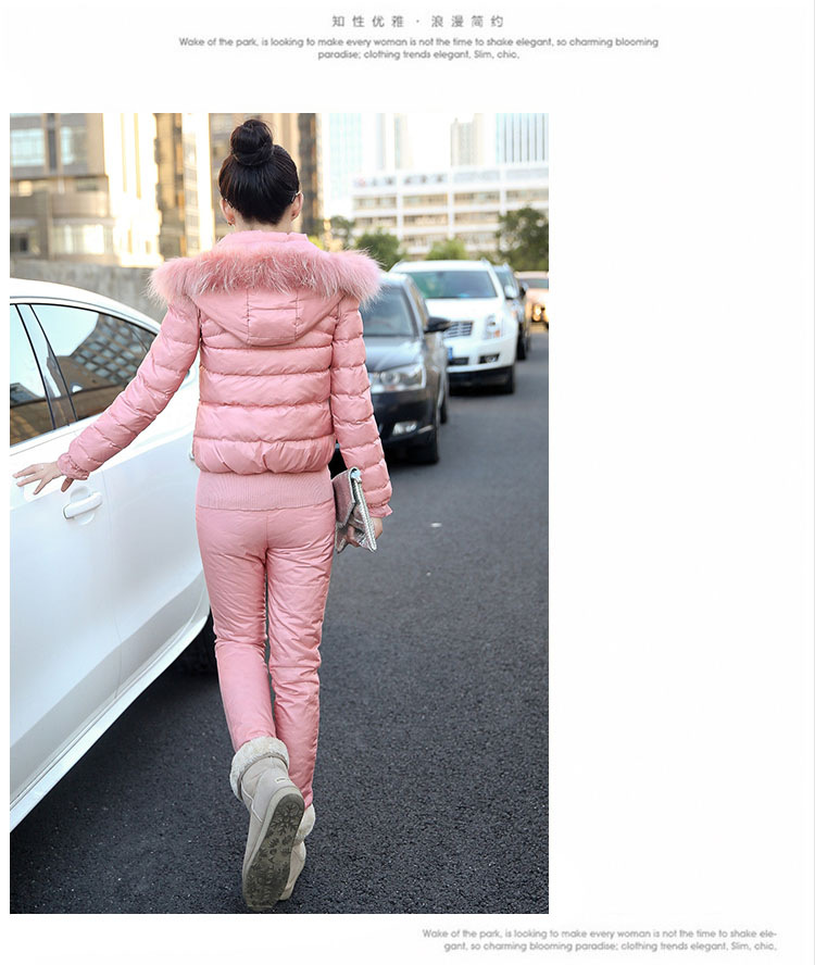 米莉伊芙2015冬装新款休闲女装棉服保暖女棉裤保暖内衣女 三件套 粉色 XL