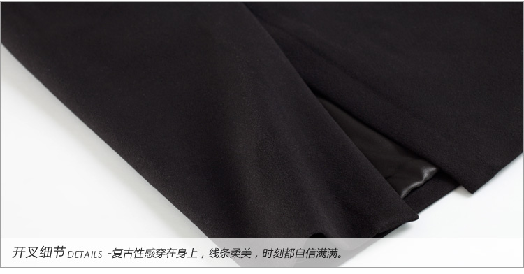 
                                        万衫臻品毛呢裙子包臀裙中长裙高腰一步裙黑 大码半身裙秋冬 M                