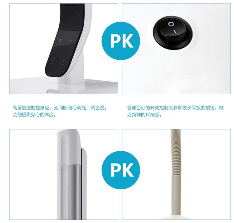 
                                        一米青品 LED台灯护眼灯学习工作儿童学生书桌阅读灯触控触摸调光 创意折叠床头灯 10W台灯 调光调色 蓝色                