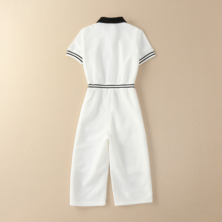 丹妮莎*欧洲站女装2016春夏黑拼白网格连体裤 白色 m