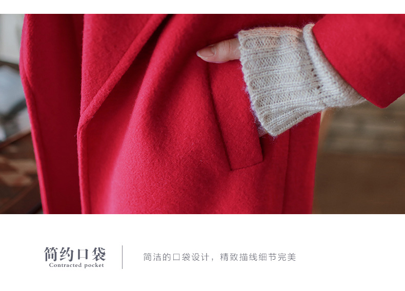 莎木之城 2015秋冬新款加厚修身韩版毛呢外套女中长款OL无扣开衫A版呢子大衣 S8180 灰色 M 105-115斤