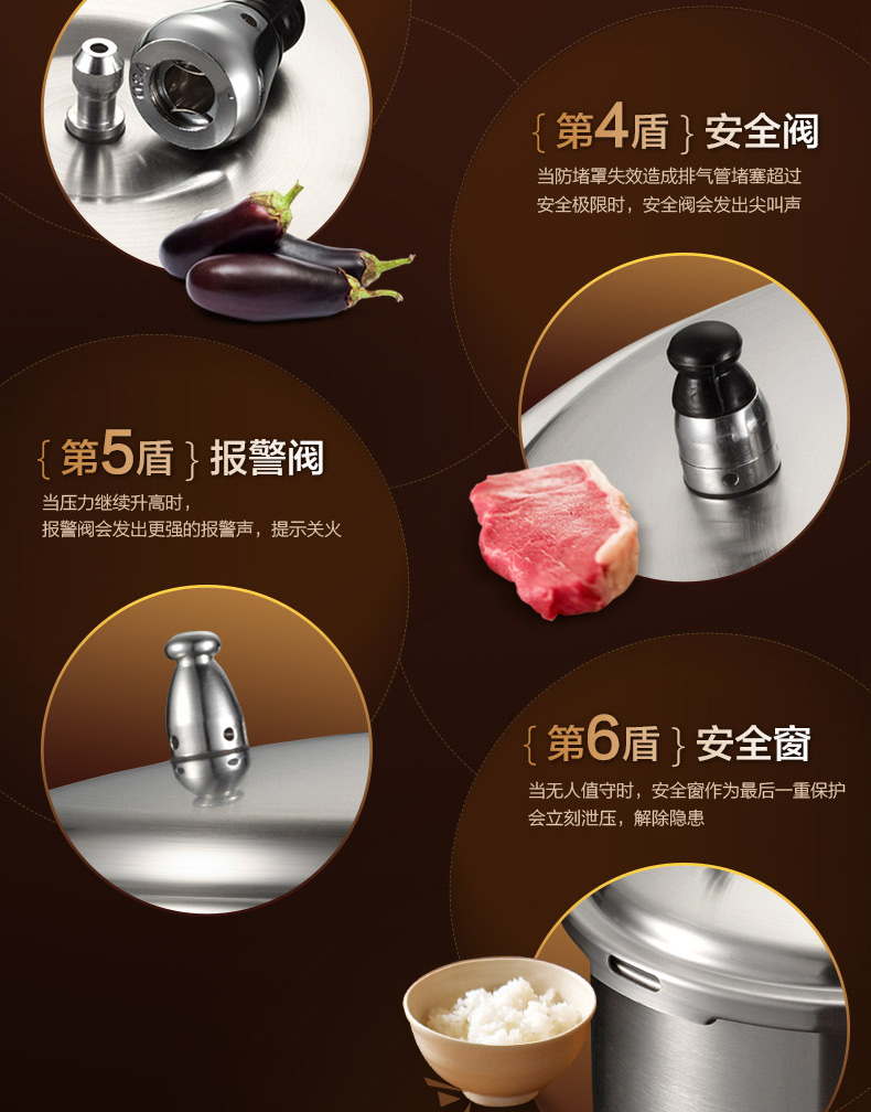 爱仕达ASD高压锅 20CM电磁炉通用六保险不锈钢压力锅DN1820