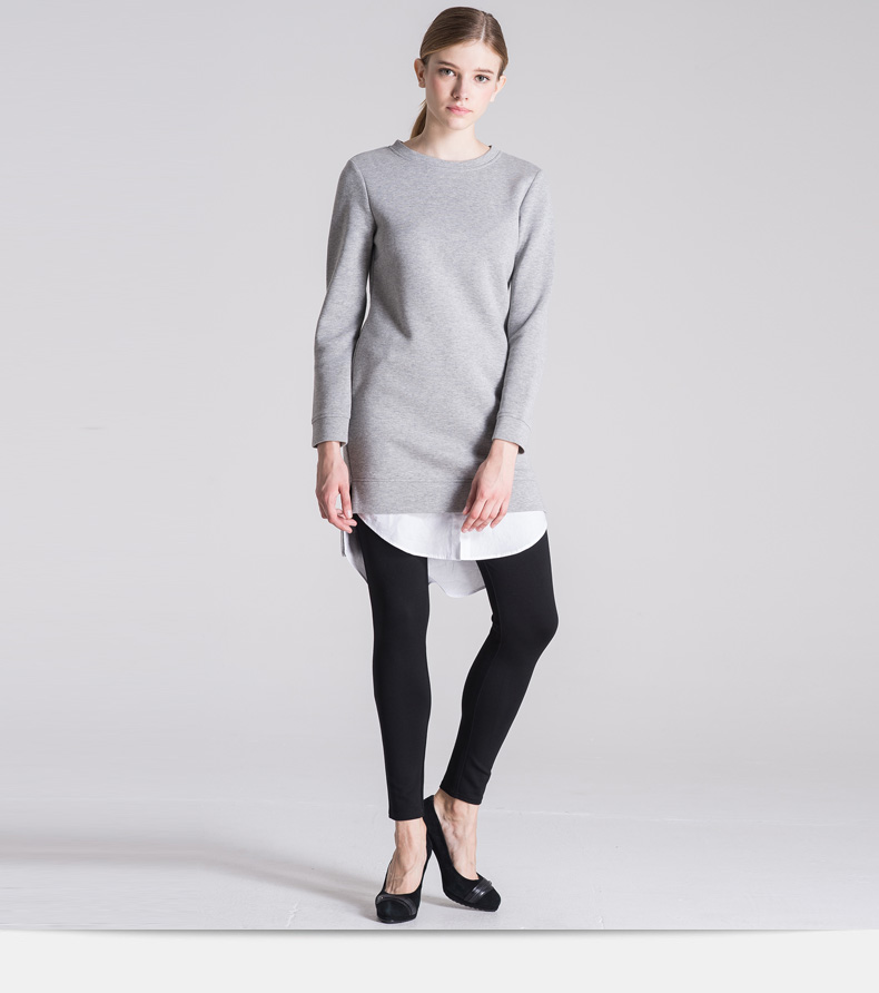 c&a2015秋装新款女式假两件拼接连衣裙 运动休闲直身ca200162430 浅灰