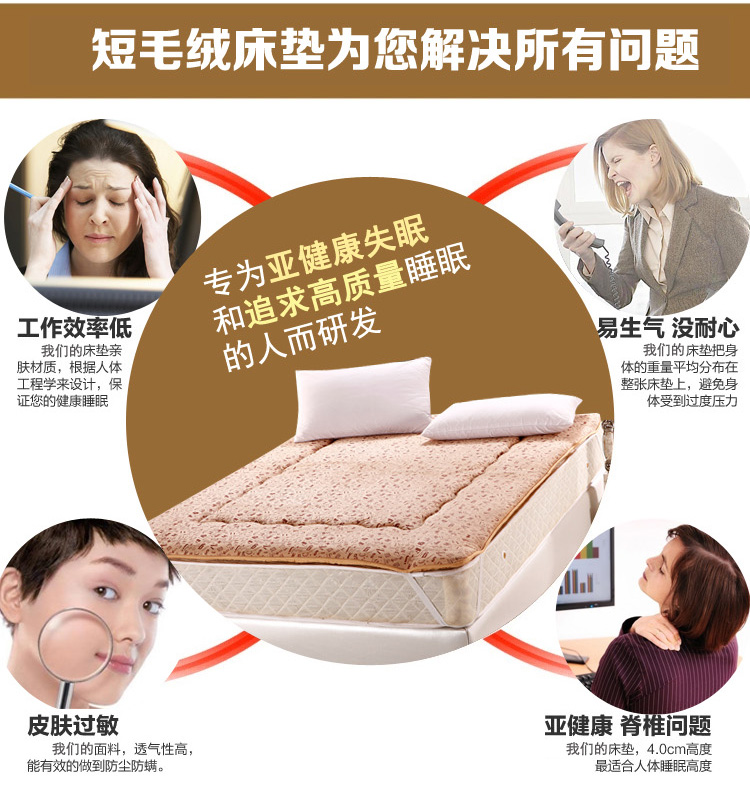 盛典家纺单人可折叠床褥子 学生铺地床垫子薄 双人垫被 儿童席梦思加厚 超柔字母 150*200