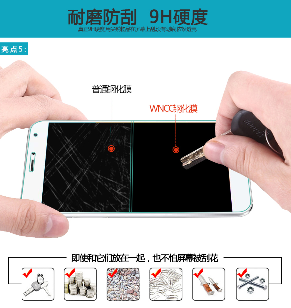 wncc 康宁钢化玻璃膜手机贴膜 适用于小米Note 美国康宁 0.18mm