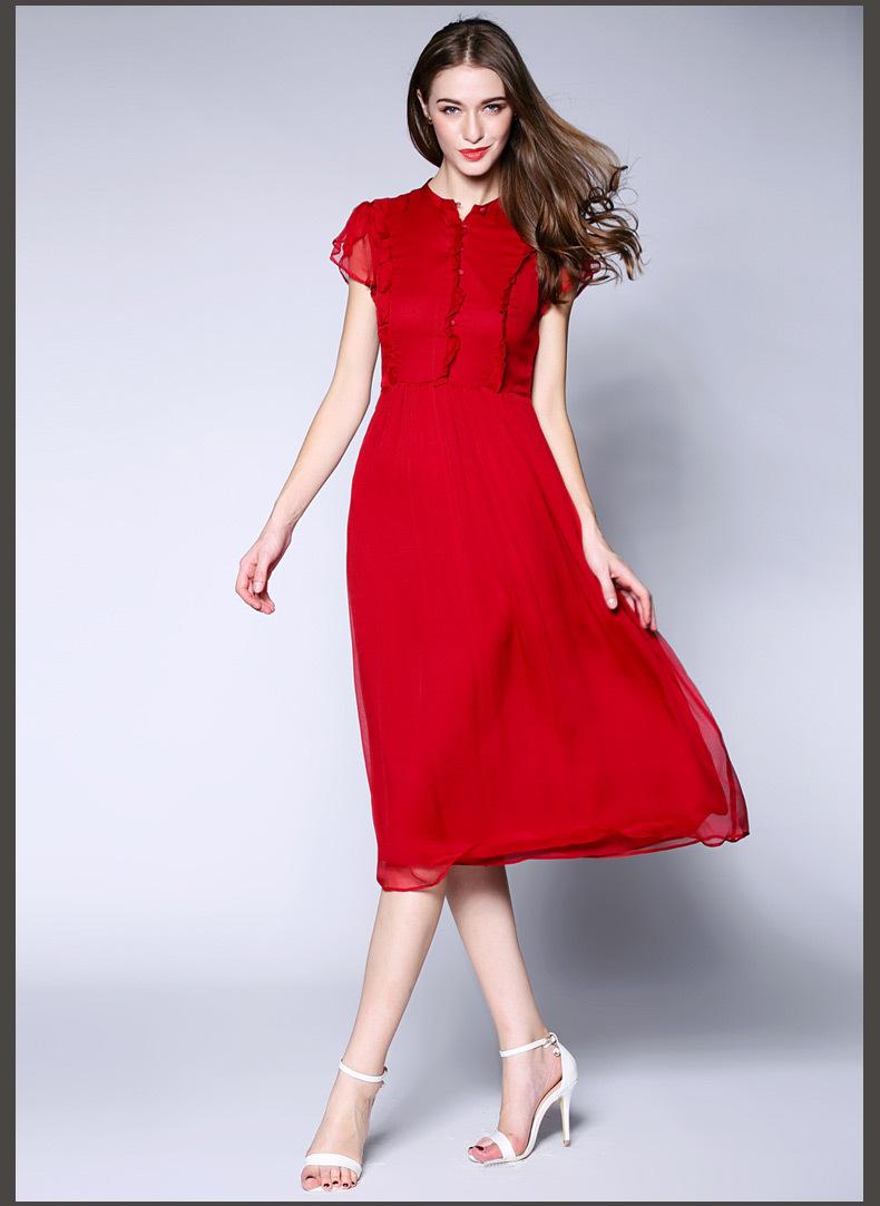 魅尚依橱211#连衣裙夏2016女装精品高档真丝桑蚕丝长裙女夏天收腰裙