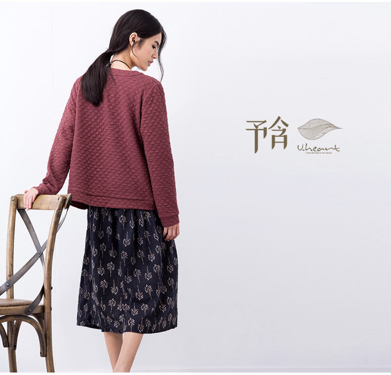 予含短款夹棉外套2016春新原创棉麻百搭长袖开衫上衣大码女装胖MM 酒红 M