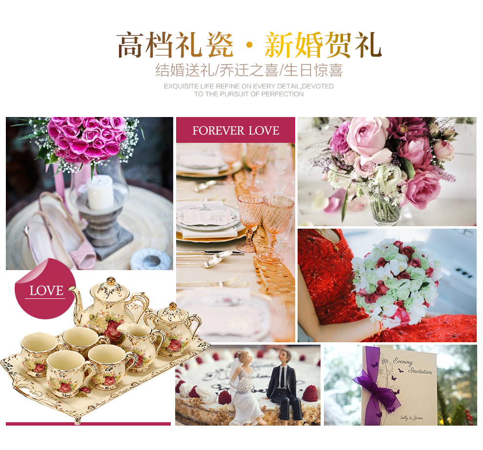 
                                        铂爵皇瓷 结婚礼物欧式家居陶瓷装饰品摆件 高档奢华客厅创意婚庆摆件 212F03-象牙瓷-象牙黄                