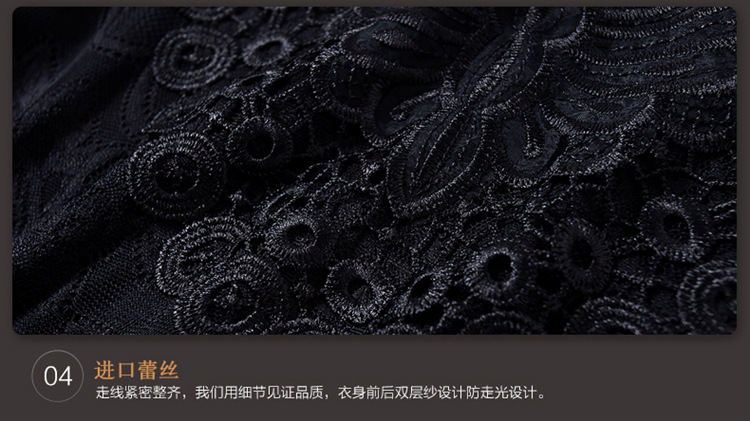 韩尚芙2016 修身长袖纯色套头蕾丝打底衫女 冬8901B 黑色加绒 L