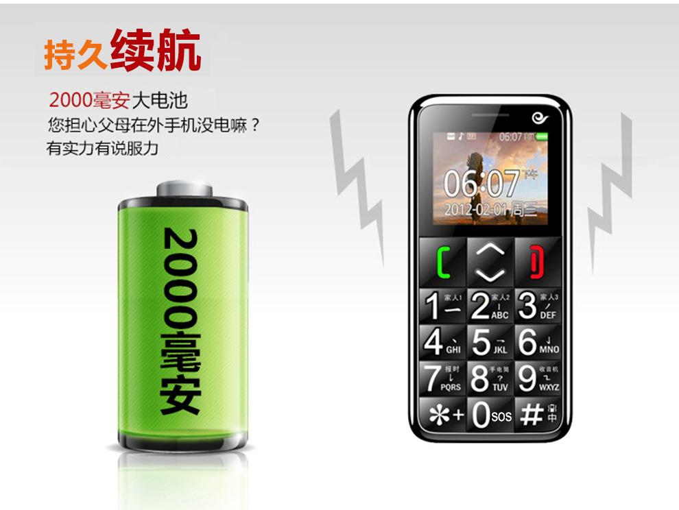 比酷(Coobe) A511 电信2G老人手机 蓝色