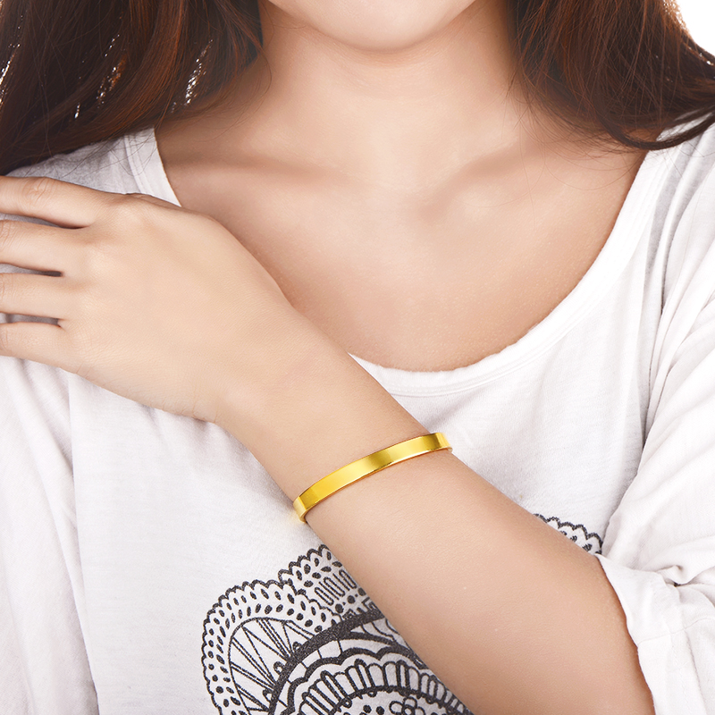 金至尊 黄金手镯 简约卡福足金手镯女款 计价 24.