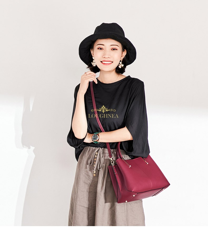 loughnea单肩包女2018新款真皮女包百搭大气韩版斜挎女士手提包中年
