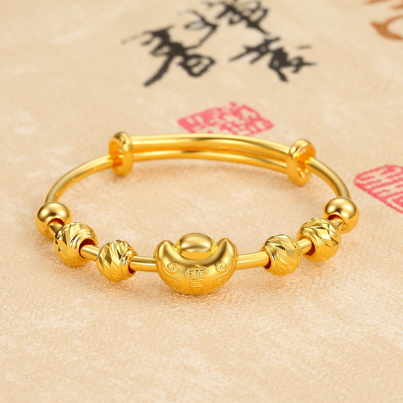 潮宏基 元宝童镯 黄金手镯足金手镯婴儿金镯子儿童金手镯宝宝金饰