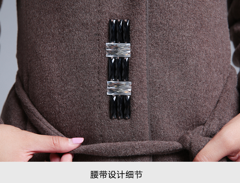 
                                        古地斯羊绒大狐狸毛领加大码修身显瘦羊毛大衣女外套长款女装大衣外套 黑色 XXXL                