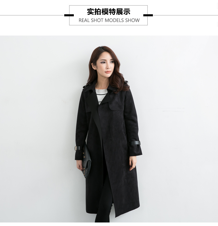 
                                        薇女子 2016秋季新款女装韩版女士长款大码显瘦外套宽松时尚风衣 女C1047 红 色 M                
